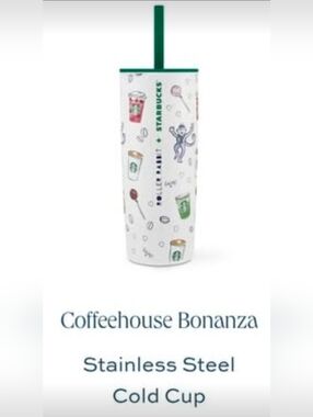 Roller Rabbit x Starbucks NEW Stainless Steel Coffeehouse Bonanza Tumbler